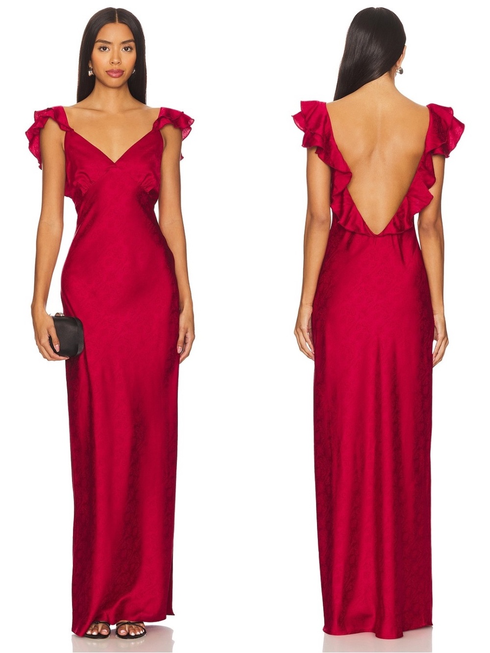 More To Come x Revolve Becky Ruffle Maxi Dress in Wine